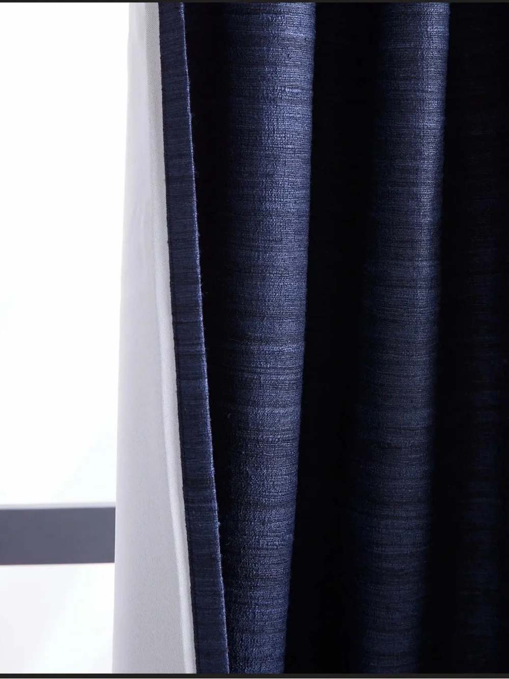Quince NWOT Raw Silk Room Darkening Curtain Panel in Navy 48x96